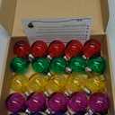 Meconard 25 Pack G40 Colored LED String Light Bulbs, E12/C7 Candelabra Base Shatterproof LED 1 Watt Globe Replacement Bulbs, Multi-Color: Red/Green/Blue/Orange/Purple