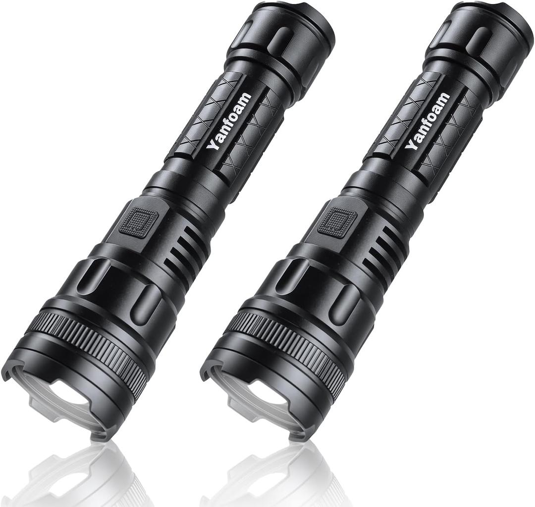 Yanfoam Rechargeable Flashlights High Lumens  1200LM Small Powerful Tactical Flashlight with 5 Modes, High Powered Zoomable LED Flash Light for Camping, Outdoor, Hiking, Home, Emergencies