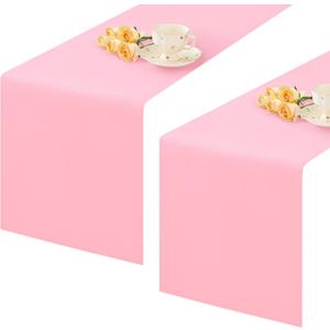 2 Pack Pink Small Short Table Runner 12 x 36 Inch Solid Color Runners Coffee Table Dresser for Daily Party Home Decoration