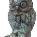 SMQ 2.0" Labradorite Crystal Owl Statue Home Decor Carved Gemstone Owl Paperweight Animal Carvings Figurines,Reiki Healing Stones for Bookshelf,Office Decoration