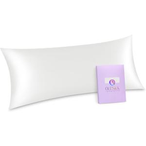 OLESILK Silk Body Pillowcase 20x54 Zippered: 100% Mulberry Silk for Hair and Skin, Breathable and Soft for Pregnant and Family, Ivory (1pc,Bdoy(20"x54"))