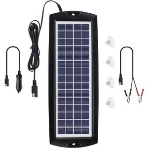 Sunway Solar Car Battery Trickle Charger & Maintainer 12V Solar Panel Power Kit Portable Backup for Car Automotive RV Marine Boat Motorcycle Truck Trailer Tractor Powersports Snowmobile Farm Equipment