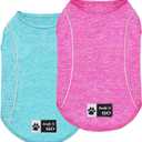 KYEESE 2Pack Reflective Dog Shirt, Lightweight Sun Protection Dog T Shirts for Small Dogs, Breathable Sleeveless Puppy Tank Top Summer Dogs Clothes for Night Walking Outdoor, Lake Blue+Rose Red, S