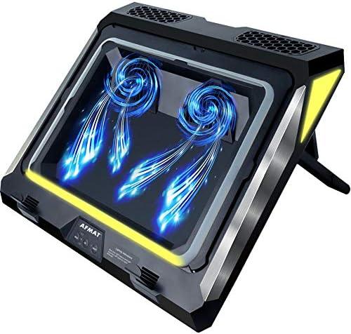 AFMAT Gaming Laptop Cooling Pad, 4500RPM Laptop Cooling Pad with Turbo-Fans, USB Ports, Colorful Lights - CPU Temperature Drops 20-30 ℃ Within Seconds - for 14-17.3 inch Laptops