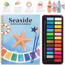 Watercolor Workbook - Coloring Book Beginner Friendly Painting Kit, Watercolor Workbooks for Adults with 24 Colors Paint, Exploration Gift for Adults Teens (Seaside) (1 Ounce (Pack of 1))