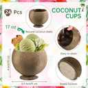 Fovths 24 Set Coconut Cups, 17 Oz Natural Coconut Shell Cups, Coconuts Shaped Tiki Cup with Straws Cocktail Umbrella Picks for Birthday Beach Pool Hawaiian Luau Party Decorations, Large