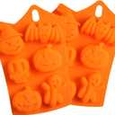 2 x Halloween Silicone Mold, 2 Pack Silicone Baking Mould, Nonstick Muffin Mold with Halloween Pumpkin Molds, Evil, Skull, Ghost, Perfect to Make Chocolate, Ice Cube, Soap Mold