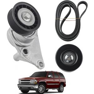Complete Serpentine Belt Drive Component Kit Compatible with 2003-2006 Chevrolet Avalanche Silverado Express, 2002-2007 GMC Sierra Yukon, Cadillac Escalade Replaces 12609719 12555609