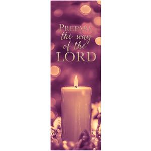 Christian Brands Advent Banner – Single Candle “Prepare the Way” Church Banner, 2' x 6'