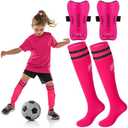 Syhood Soccer Shin Guards and Socks for Toddler Kids Youth, Lightweight Soccer Shin Pads Protective Defender Gear for 3-5, 5-10, 10-15 Years Old Children Teen Boys Girls Sports Game S