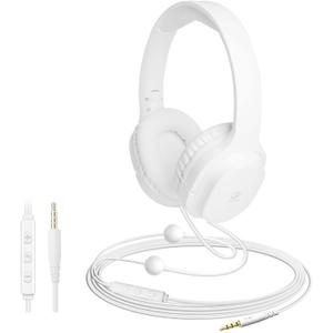 ibrain Air Tube Headphones Air Tube Headset Over The Ear Headphones Wired Airtube Headset with 3.5mm Jack - White