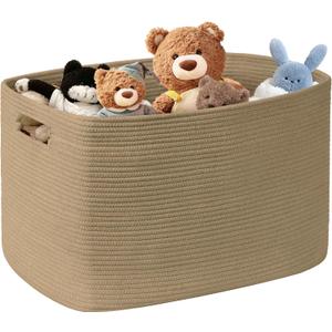 100L Extra Large Wicker Laundry Basket for Living Room Storage,Boho Woven Cotton Rope Baskets for Kids Toy,Gifts,Square Blanket Hamper for Bedroom Dirty Clothes