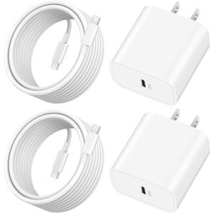 iPhone 17 16 15 Charger 10FT Fast Charging, 2 Pack 20W Type C Wall Charger Block with 10Foot Long USB C to C Cable for iPhone 17/17 Pro/17 Pro Max/Air/16/16 Pro Max/15/15 Pro Max/Plus, iPad, AirPods (White)