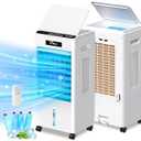 Portable Air Conditioners, 3-in-1 AC Cooling Fan 3 modes 3-Speed with Remote Control & 4 Ice Boxes, Evaporative Air Cooler with 8L Tank 20H Cooling, for Home, Bedroom, Kitchen (White)