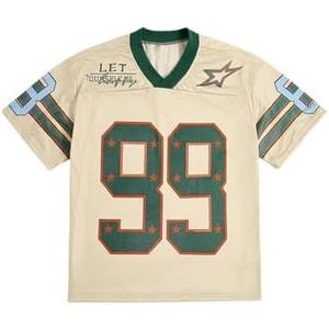 SOLY HUX Mens Jersey Y2k Baggy Shirts Graphic Tees Oversized V Neck Tshirts Summer Tops L