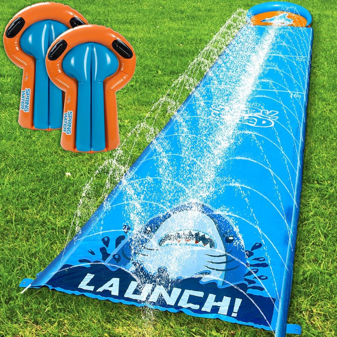 Slip Water and Slide for Kids Adult Backyard, 31ft Giant Slip Splash and Slides for Adult Kids, Heavy Duty Slide with 2 Bodyboards