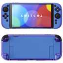 PlayVital Glossy Protective Case for Nintendo Switch 2 with Extra Stand & Thumb Grip Caps | Solid Color Series, Chameleon Purple Blue
