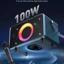 GFEEN Party Bluetooth Speaker: 100W Peak Loud! Deep Bass, 15H Playtime, Large Wireless Speakers, Powerful Sound, Light Show, Fast Charging for Outdoor, Backyard, House(Silver with 1Mic)
