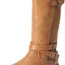 DREAM PAIRS Girls Knee High Fashion Riding Boots for 6 Big Kid, Tan 03