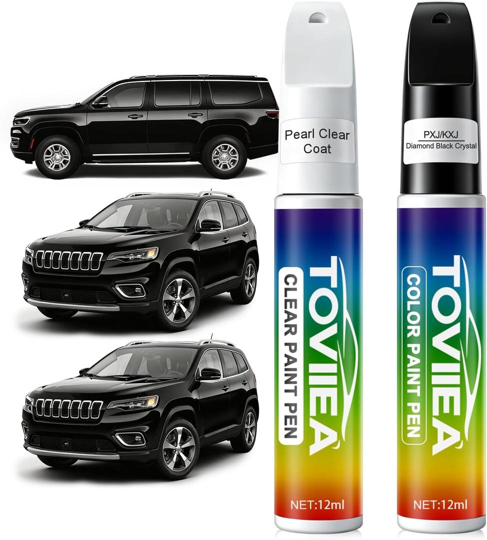 Diamond Black Crystal(PXJ/KXJ) Touch Up Paint Compatible with JEEP,2-In-1 Car Scratch Remover Pen,Car Paint Scratch Repair Kit for Scratches,Chips & Nicks,2-PCS SET