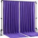 Purple Backdrop Curtains 2 Panels-Wrinkle-Free Purple Curtains Polyester Photography Drapes for Baby Shower Birthday Party Photo Background Backdrop Stand- 8 X10FT
