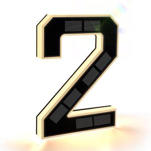 ISUNMEA 9 Inch Solar Lighted House Numbers for Outside, Light Up Waterproof LED Address Numbers Signs for Houses, Large Personalized Illuminated Exterior Modern House Numbers Light (2-Black, 9IN)