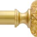 Curtain Rod 28 to 122Inches,Adjustable Length 1 inch Telescoping Splicing Curtain rods for Windows, Gold Decorative Drapery Rods for Home with Luxury Crystal Finials and Brackets,Gold
