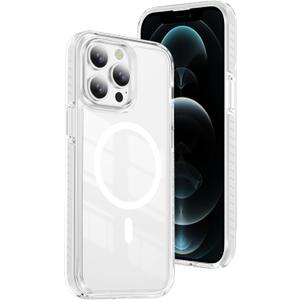 DEERLAMN Magnetic Clear Case for iPhone 12/iPhone 12 Pro 6.1-Inch,[Compatible with Magsafe][Anti-Yellowing] Transparent Slim Shockproof Protective Phone Cover, White