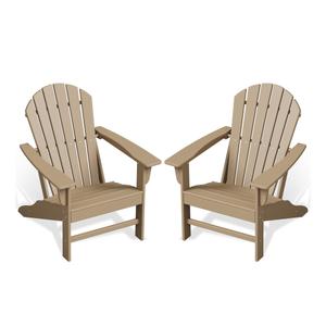 Adiromoti Poly Lumber Adirondack Chair, HDPE All-Weather Resistant Outdoor Patio Chairs, Pre-Assembled Outdoor Fire Pit Chair for Pool, Deck, Backyard, Garden, Weather Wood