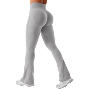 YEOREO Women's Mini Flare Workout Butt Lifting Hidden Scrunch Seamless Yoga Legging Pants (Light Gray)