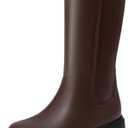 Athlefit Girls Knee High Boots Kids Fashion Low Heel Side Zipper Tall Riding Boots for Toddler Little Kid Big Kid, 12