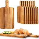 10 Packs Acacia Wood Cutting Board with Handles, 15.8 x 7.7 Inch Wooden Kitchen Cutting Board Bulk, Serving Board and Charcuterie Boards for Vegetables Meat Pizza Cheese Fruit Bread