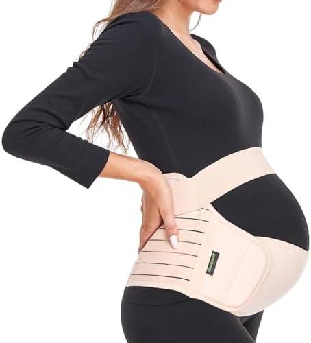ChongErfei Maternity Belt Pregnancy Belly Band 3 in 1 Maternity Support Belt for Pregnant Back/Pelvic/Hip Pain, Maternity Band Belly Support for Pregnancy (Beige, XL)
