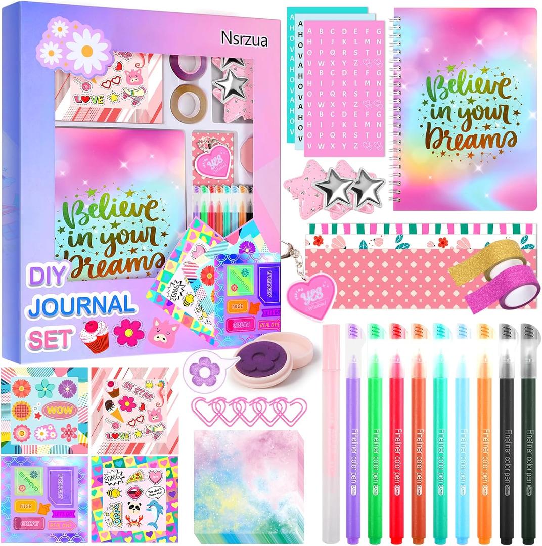 Nsrzua DIY Journal Kit for Girls,Toys for Ages 8-14 and Birthday Gifts for Girls. (purple)