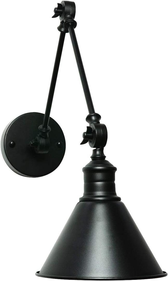 SEDA Frosted Vintage Industrial Wall Lamp Black Adjustable Wall Mount Light Sconces Farmhouse Style for Bedroom Headboard Living Room Bathroom Porch Garage Modern House Decor (Hardwire 1 Pack)