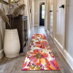 Rugshop Multi Bright Flowers Non Slip Non-Shedding Runner Rug for Hallway, Entryway and Kitchen, 2'7" x 10'