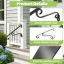 Wall Mounted Stair Handrails, 1-2 Steps Wrought Iron Hand Railing, Grab Rail Single Post Handrail for Outdoor Porch Steps, Black
