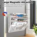 3-Tier Magnetic File Holder, No Drilling Installation File Cabinet Organizer, White Magnetic File Organizer, Magazine Rack, Magnetic Paper Holder for Refrigerator, File Cabinets,White