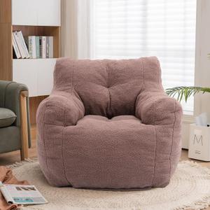 Recaceik Bean Bag Chairs, Tufted Soft Stuffed Bean Bag Chair with Filler, Fluffy Lazy Sofa Chair Lounger, Comfy Giant Bean Bag Chair for Bedroom, Living Room, Brown