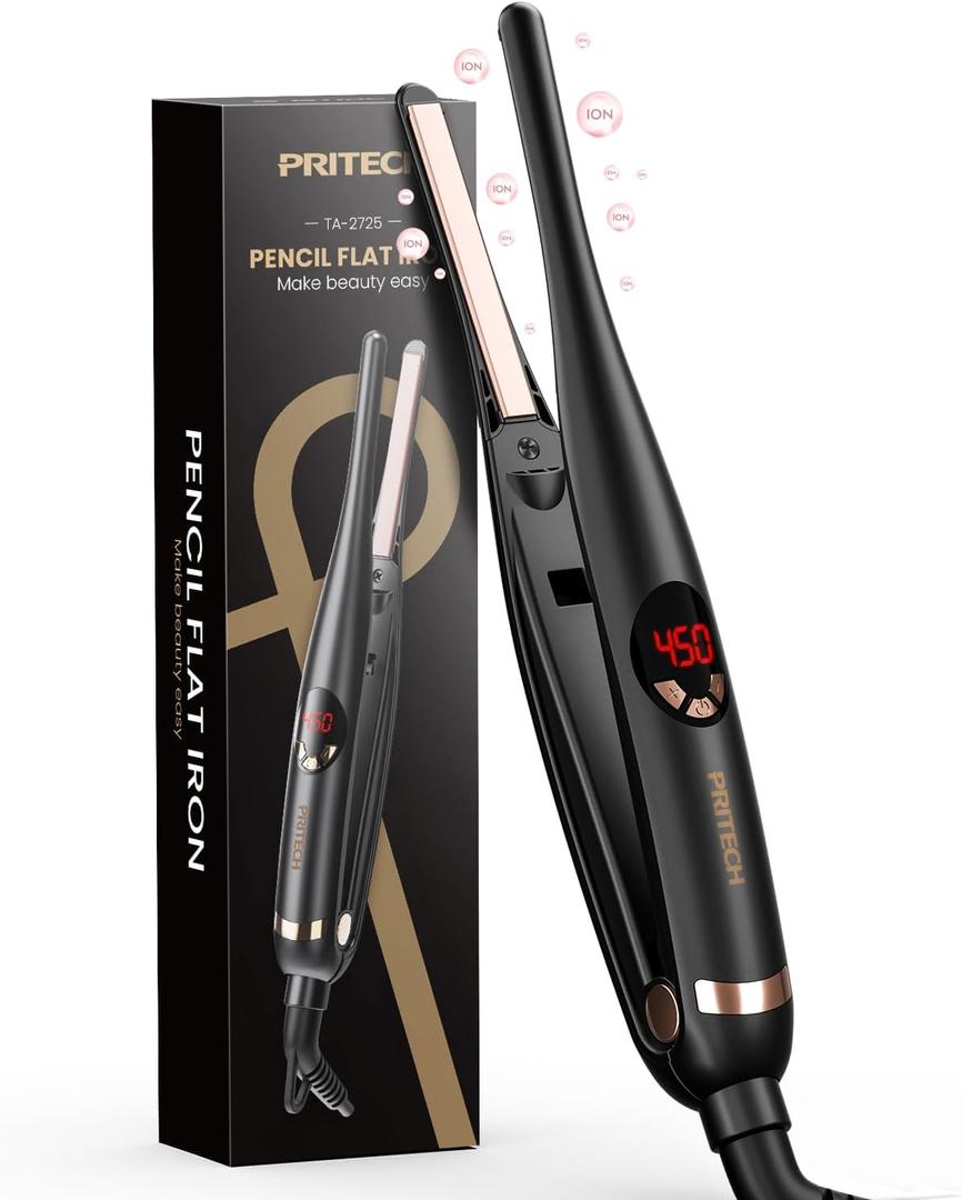 Small Flat Irons for Short Hair, 3/10" Thin Flat Iron for Short Hair, Pixie Cut and Bangs, Negative Ions Small Hair Straightener for Edges with 10th Adjustable Temp. Auto Shut Off