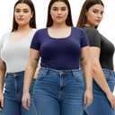Emmalise Women's Short Sleeve Tshirt Scoop Neck Tee Value Pack Junior Plus Sizes