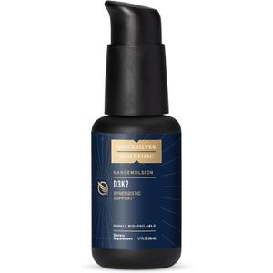 Quicksilver Scientific Nanoemulsified D3K2 - Emulsified Liquid Vitamin D3 + K2 MK7 Liposomal Supplement for Heart, Bone Health + Immune Support - Bioactive 2500IU for Enhanced Absorption (1.7oz/50ml)