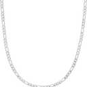 Amazon Essentials 14k Gold or Sterling Silver Plated Figaro Chain 16",  Silver