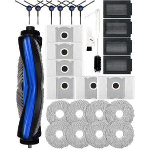 Yivy T50 Max Pro Replacement Parts for Ecovacs Deebot Robot Vacuum,T50 Max Pro Omni Accessories:4 Carbon Filters, 6 Carbon dust Bags,6 Side Brush, 8 Mop Cloth, 1 Main Brush,2 Cleaning Tools - 27 Pcs