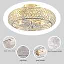 Caged Crystal Ceiling Fans with Lights and Remote,20" Flush Mount Low Profile Ceiling Fan with Light,6 Speed Enclosed Ceiling Fan with Reversible Motor for Bedroom Living Room|(4 E26 Bulbs Included)