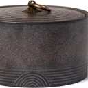 Ceramic Canister,16.9 Oz /500ml Food Storage Jar for Tea,Coffee Beans,Herb,Candy,Spices,Nuts (Stone Golden)