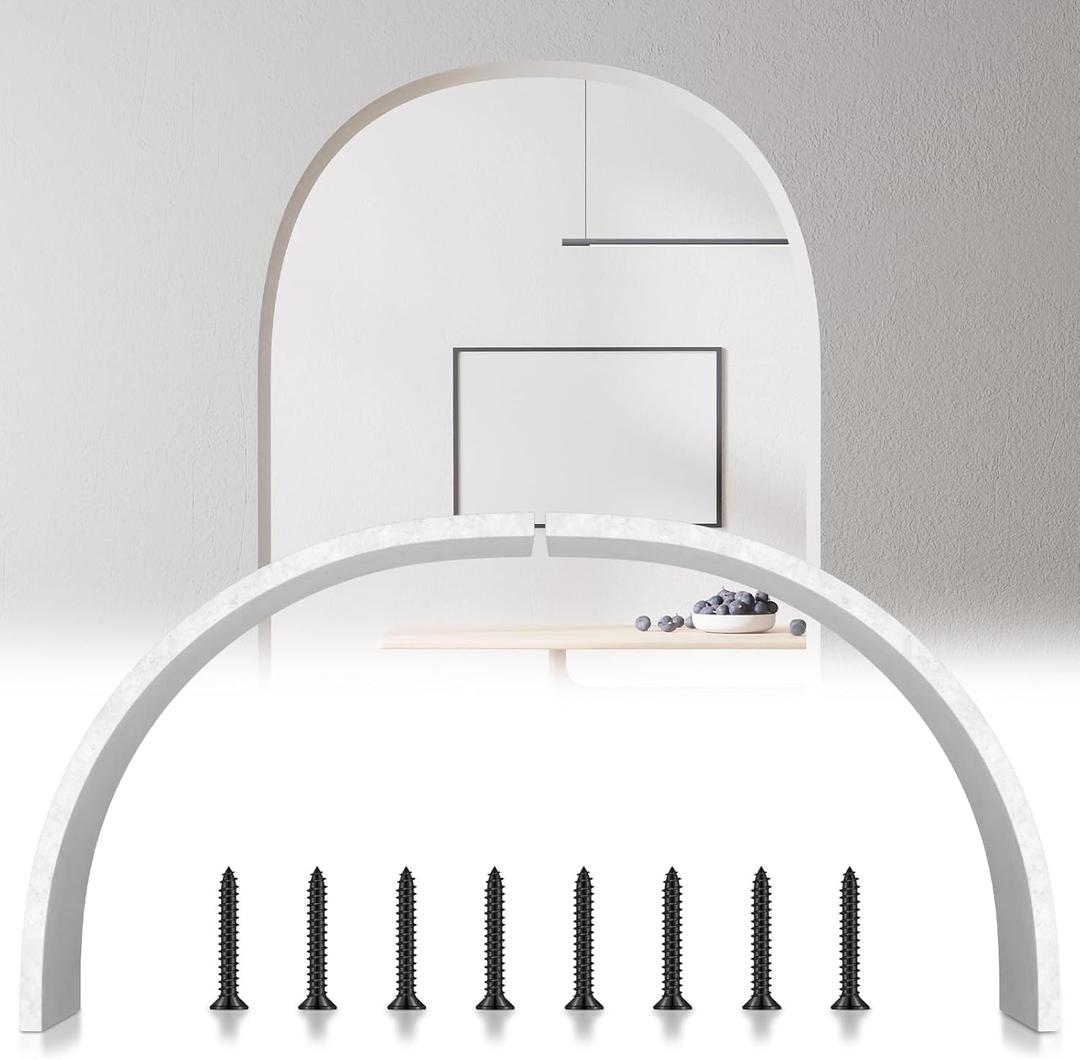 2 Pcs Rounded Doorway Arch Kit 8" DIY Interior Doorway Precurved Drywall Full Half Circle Top Round Arch Kit 10 3/4 in for Livingroom