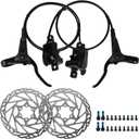 Bike Hydraulic Brakes Set, Front 750mm Rear 1600mm 2 Piston Kit with 160mm 6-Bolt Disc Brake Rotor, Aluminum Allloy Lever,Disc thickness 2.3 mm,Bracket, Calipers,fit MTB Mountain City Electric Bike