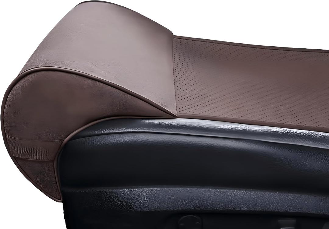 JUPENG Car Seat Leg Extender Cushion, Memory Foam Under Thigh Leg Support Pillow with Strap, Non-Slip Base & Removable Washable Cover for Driver Seat and Office Chair, Universal Comfort Pad (Brown)