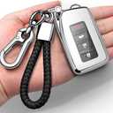 Autophone Compatible with Lexus Key Fob Cover with Keychain Soft TPU 360 Degree Protection Key Shell Case for 2013-2017 RX ES GS LS NX RS GX LX RC LC Smart Key-Red (Silver)